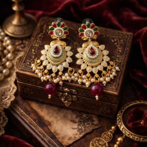 morbagh kundan peacock earrings
