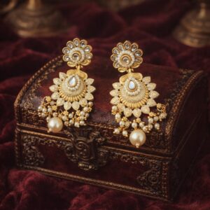 morbagh kundan peacock earrings