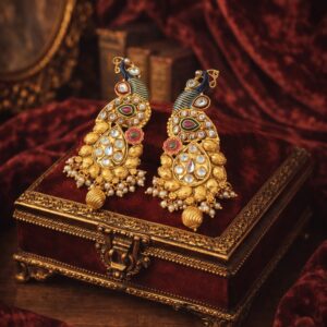 morbagh kundan peacock earrings