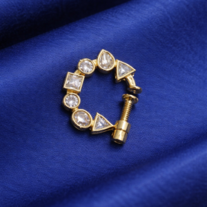 luxury gold tone geometric crystal adjustable ring