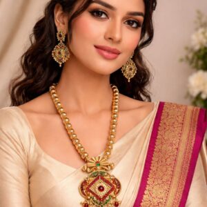 royal kundan ruby temple necklace set