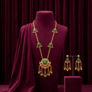 heritage peacock meenakari long necklace set