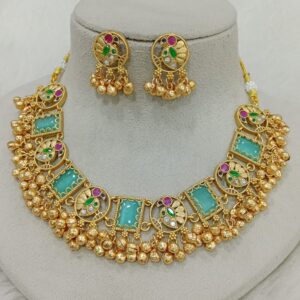 royal turquoise kundan necklace set